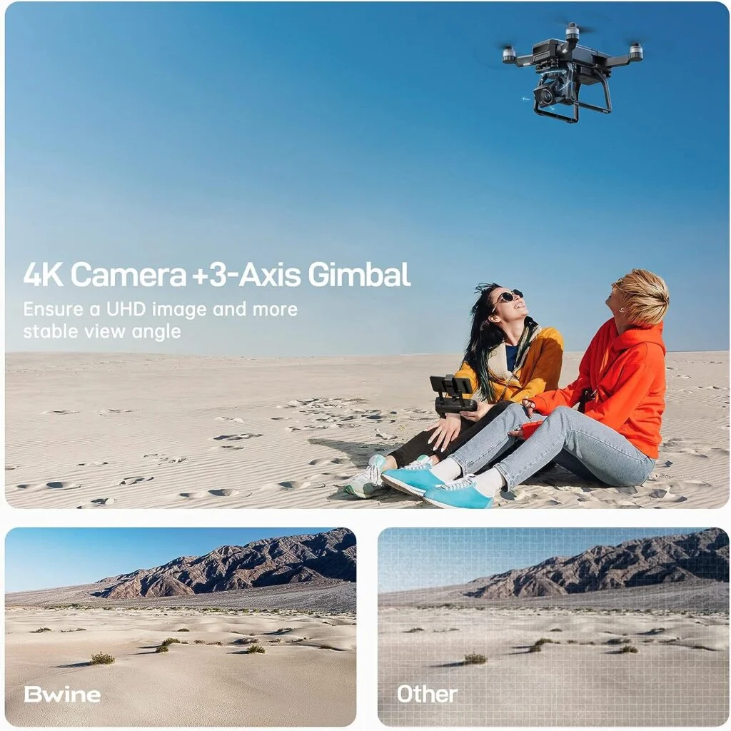 Bwine F7GB2 Drones with Camera for Adults 4K, 9800FT Transmission Range, 3-Axis Gimbal, 2 Batteries 50 Min Flight Time, GPS Auto Return, Follow Me, Waypoints, Level 6 Wind Resistance