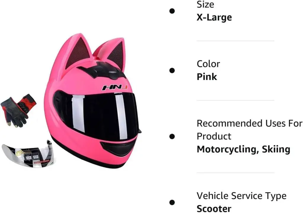 Cat Ear Motorcycle Helmet,Men and Women Cool Cute Cat Full Face Helmet,DOT/FMVSS-218 Certification Standard,Suitable for All Seasons