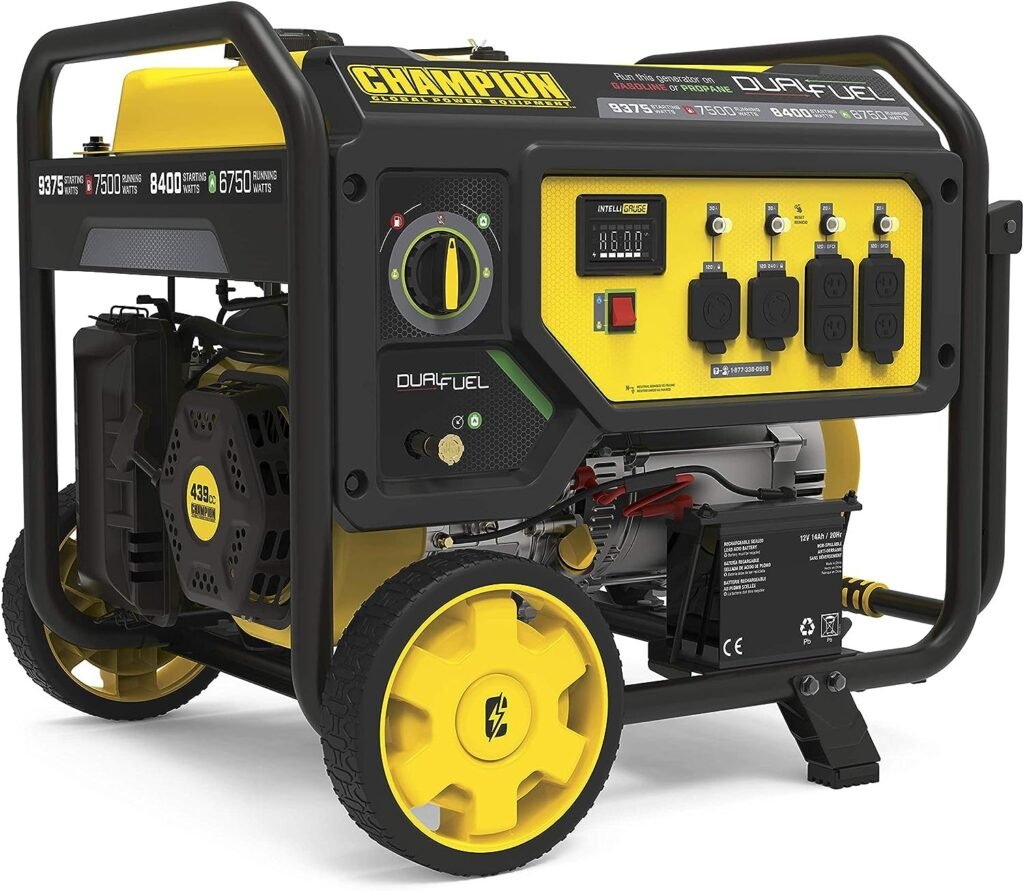 Champion Power Equipment 100891 9375/7500-Watt Dual Fuel Portable Generator, Electric Start