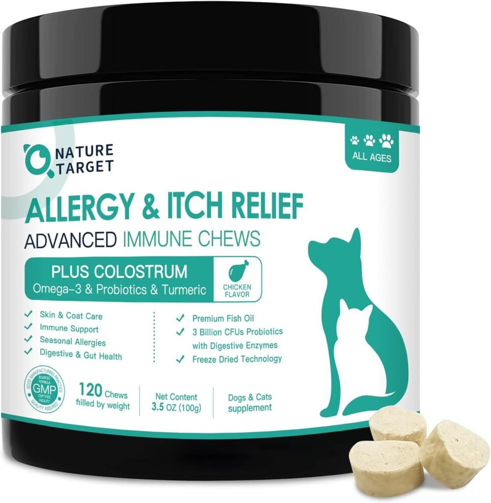 Dog Allergy Relief Chews - Dog Itch Relief - Omega 3 Fish Oil + Probiotics - Itchy Skin Relief - Seasonal Allergies - Anti Itch Support Hot Spots - Immune Supplement for Dogs