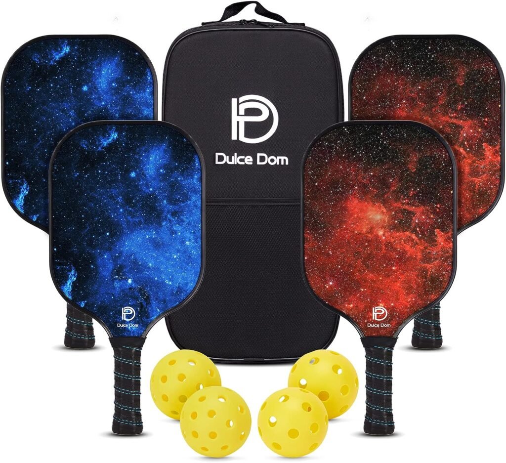DULCE DOM Pickleball Paddles Set, USAPA Approved Pickleball Set of 4 with Premium Pickleball Paddles, 4 Pickleball Balls Pickleball Bag, Pickle Ball Rackets Gifts for Beginner Intermediate