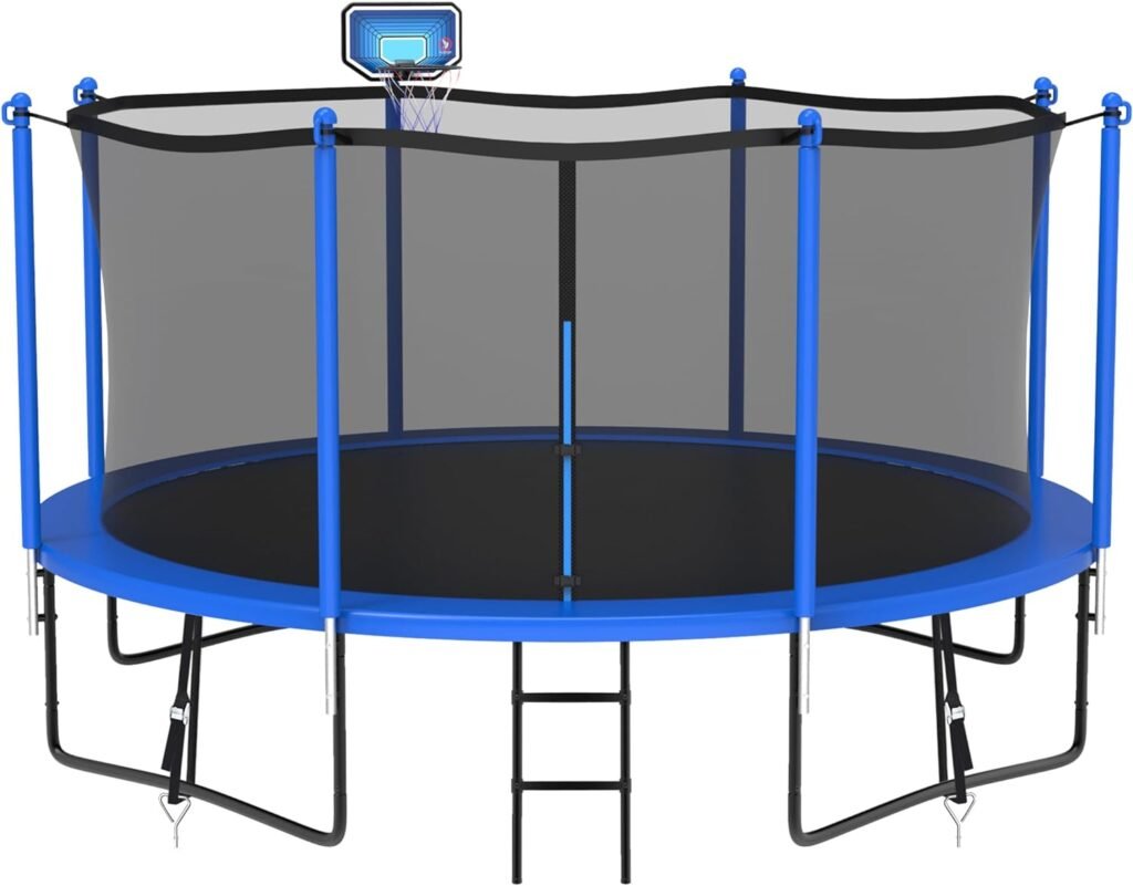 Elitezip Tranpoline 12 14 15 16 FT Tranpoline [1500 LBS Easy to Install Built to Last] Tranpoline for Kids and Adults Outdoor Recreational Tranpolines with Net, Basketball Hoop