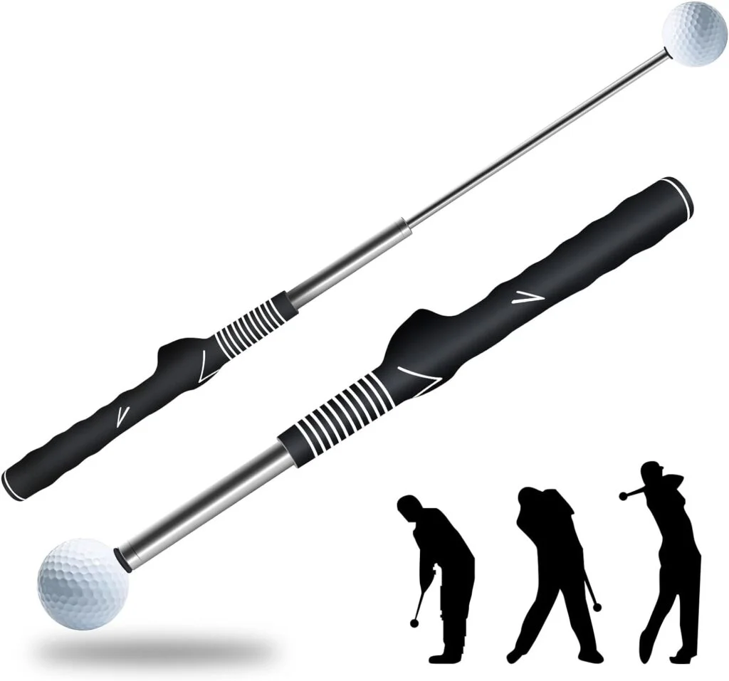 EUG-PRODUCTS Golf Swing Trainer, Stretchable Swing Training Device with Sound-Emitting Swing Rod aids in Practice, Lightweight, Durable Golf Swing Mas with Ergonomic Grip