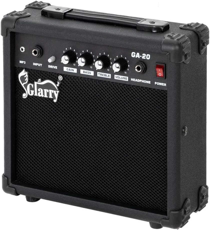 GLARRY Electric Guitar Amp, Portable Guitar Tube Amp with Headphone MP3 Input, 20W Practice Guitar Combo Amplifier Speaker Accessories with Bass, Volume, Treble, and Middle Controls