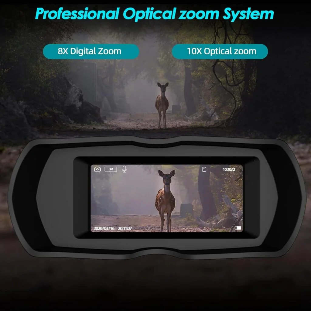 Hawkray Night Vision Goggles-4K Ultra HD 1480ft Viewing Range, 80x Magnification (Optical 10* and Digital 8*), True IR Illuminator, 100% Dark Night Vision Goggles，with 64GB Micro SD Card.