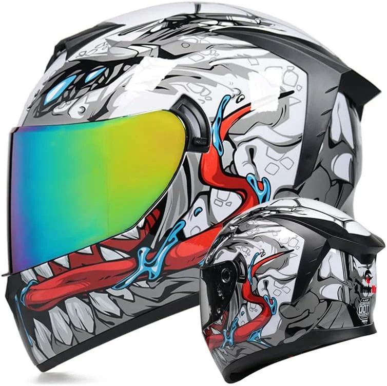 MotuoMr Unisex-Adult Full Face Motorcycle Helmet DOT Approved Motorbike Moped Street Bike Racing Crash Helmet with Graphic