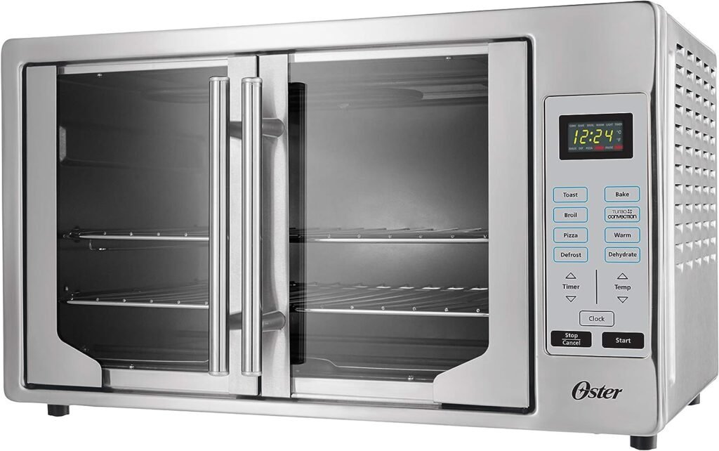 Oster Convection Oven, 8-in-1 Countertop Toaster Oven, XL Fits 2 16 Pizzas, Stainless Steel French Door