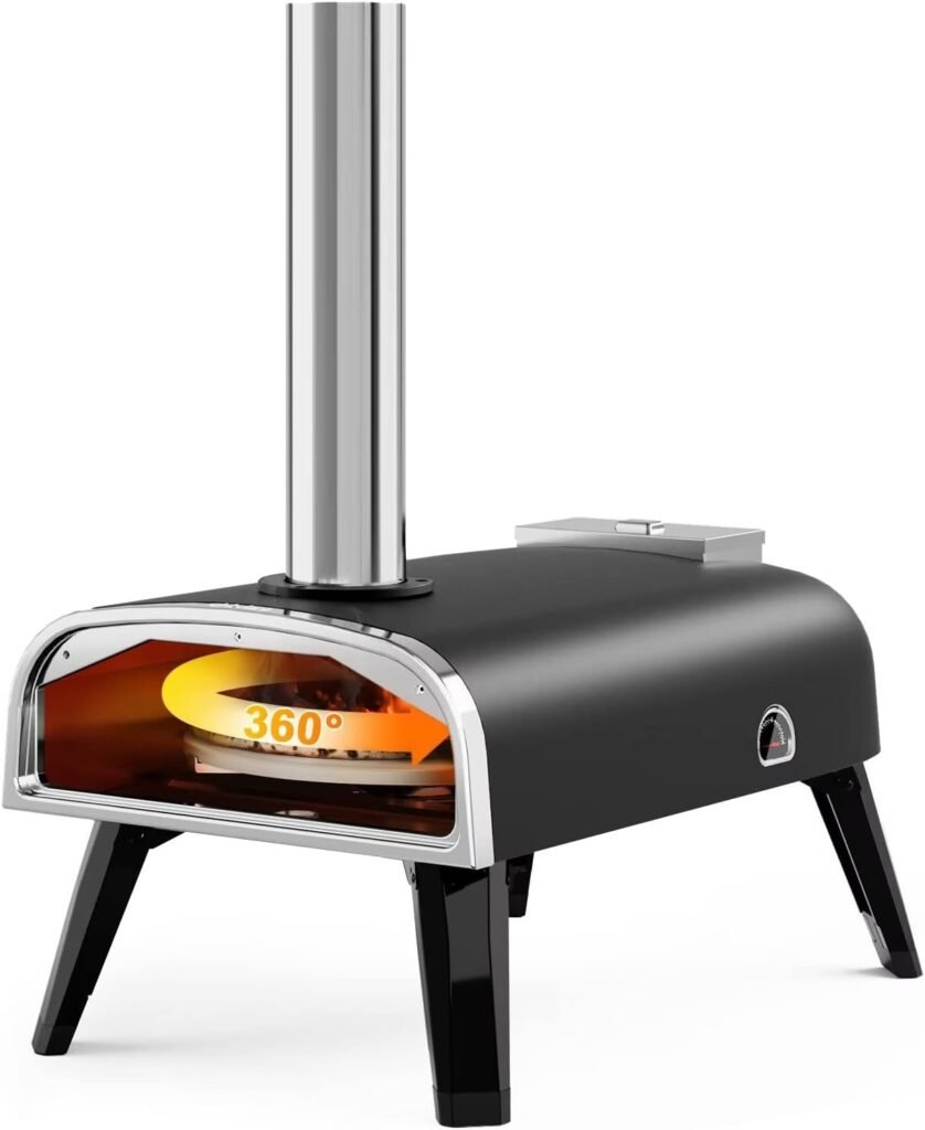 Outdoor Pizza Oven aidpiza 12 Wood Pellet Pizza Ovens With Rotatable Round Pizza Stone Portable Wood Fired with Built-in Thermometer Pizza Stove for Outside Backyard Camping Picnics