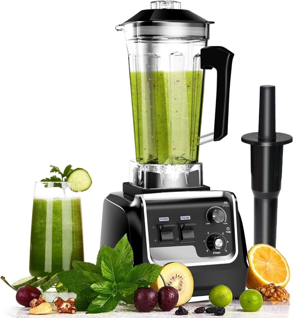 Professional Countertop Blender, Blender for kitchen Max 2200W High Power Home and Commercial Blender with Timer，Blender with Variable Speed for Frozen Fruit​, Crushing Ice, Veggies, Shakes and Smoothie 64 oz Container 32000 RPM