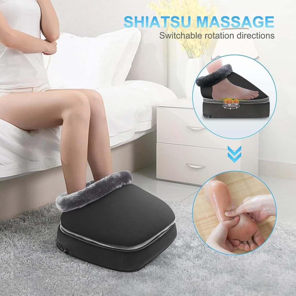 Shiatsu Foot Massager Machine with Heat, 2-in-1 Foot Warmer Back Massager, Foot Massager for Circulation and Pain Relief, Electric Foot Massagers for Lasting Foot Pain Relief, Neuropathy Relief