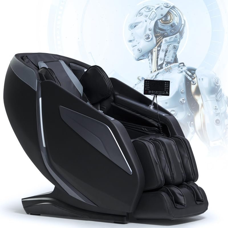 UIIU 2023 Massage Chair Full Body Zero Gravity Massage Chairs Large Screen Voice Control Body Scan 3D Shiatsu Strecth Massage Back and Calf Heated with Bluetooth Speaker Airbag SL Track Black
