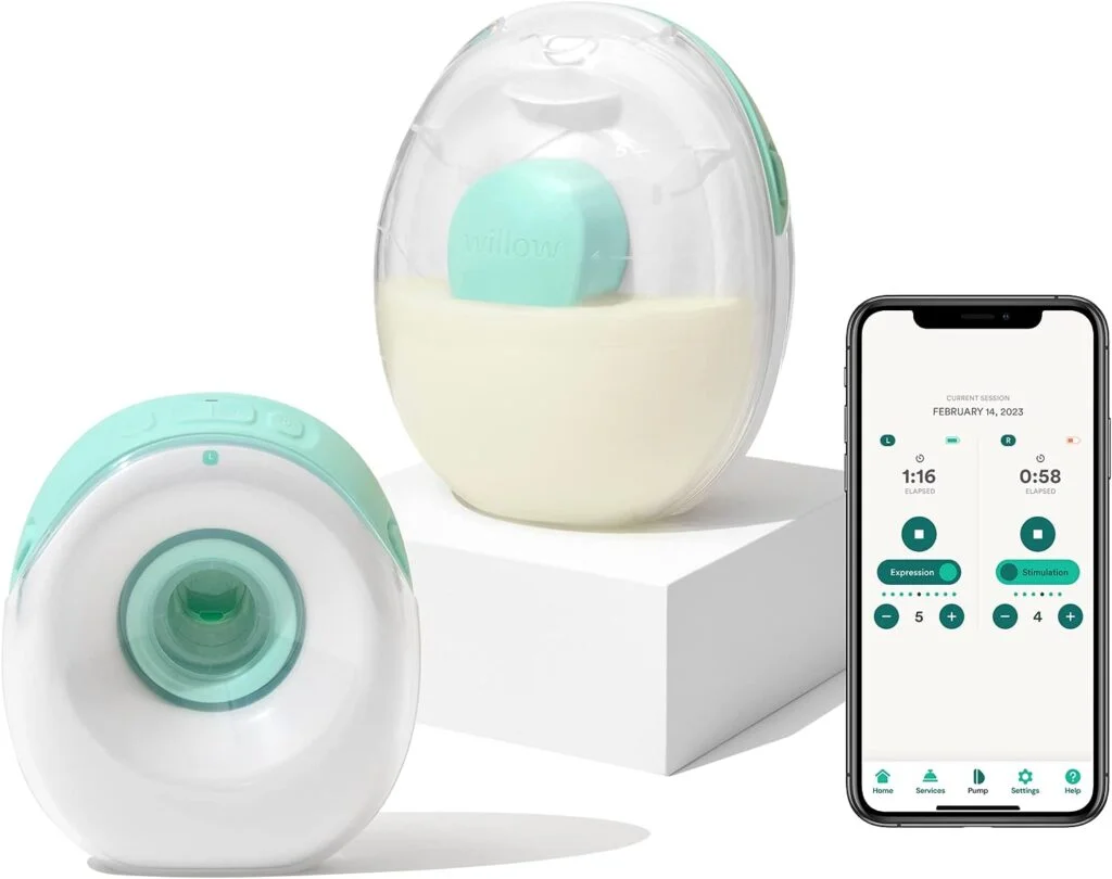 Willow Go Breast Pump | Willow Wearable Double Electric Breast Pump, Hands Free, Cord Free | Discreet and Quiet in Bra Design with app Control | 21mm and 24mm Flange