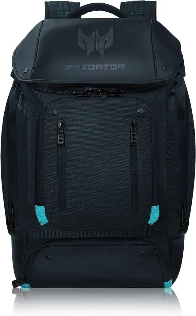 Acer Predator Utility Gaming Backpack, Water Resistant and Tear Proof Travel Backpack Fits and Protects Up to 17.3 Predator Gaming Laptop, Black with Teal Accents