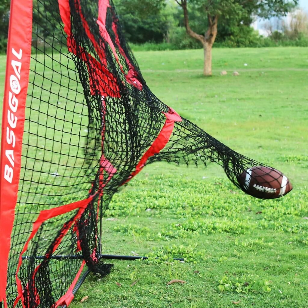 BaseGoal 8 x 8ft Football Nets for Throwing,Football Target,Quarterback Training Equipment with 5 Target Pockets for Improving Football Accuracy Throwing