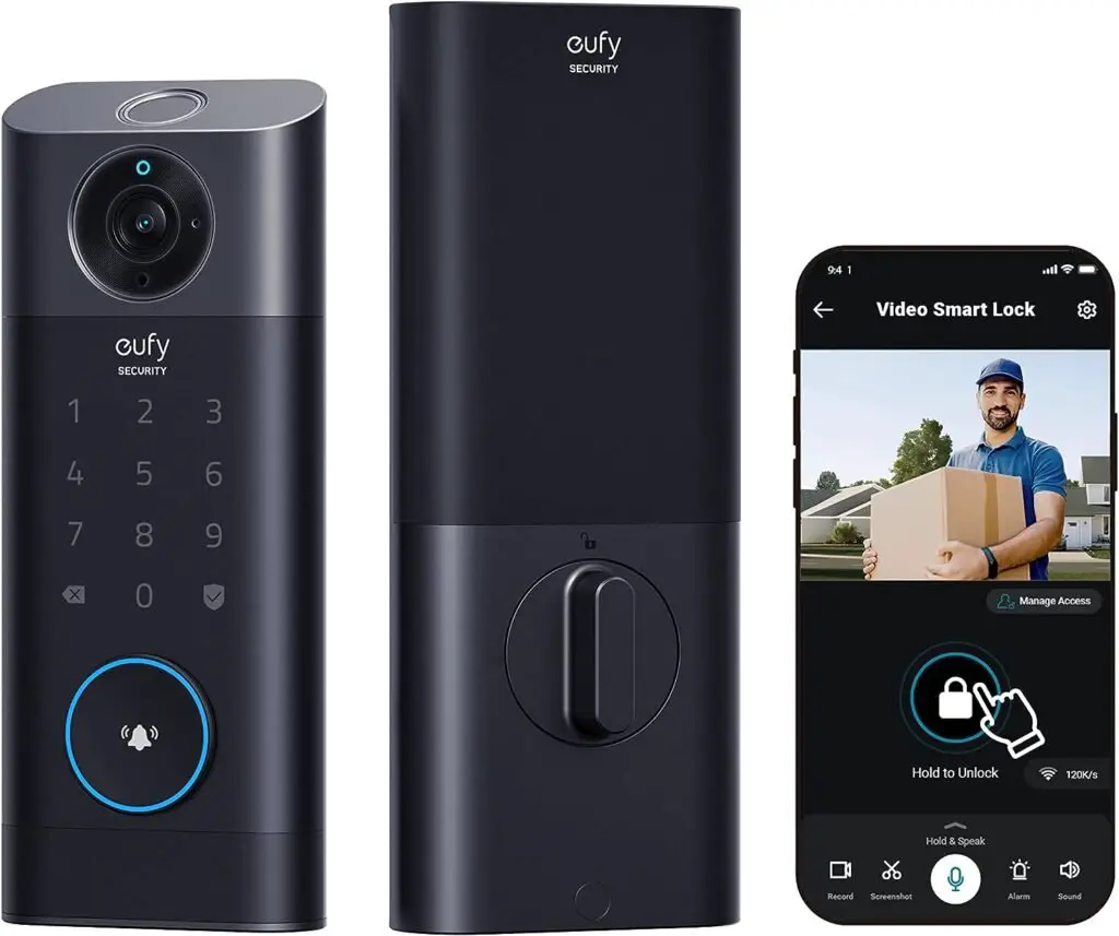 eufy Security Video Smart Lock S330, 3-in-1 Camera+Doorbell+Fingerprint Keyless Entry Door Lock,BHMA, WiFi Door Lock,App Remote Control,2K HD,Doorbell Camera with Chime,No Monthly Fee,SD Card Required