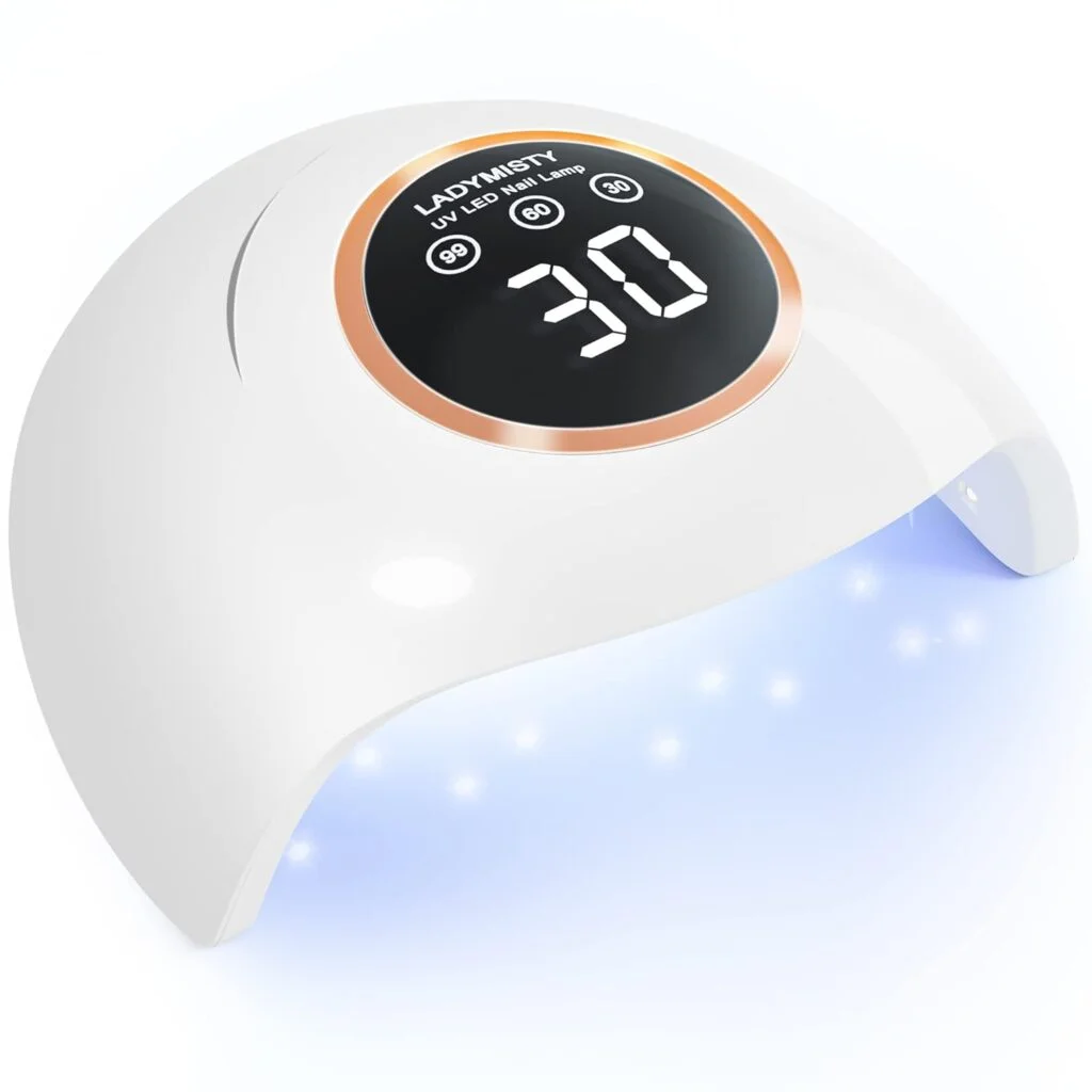 LadyMisty 72W UV LED Nail Lamp Light Dryer for Nails Gel Polish with 18 Beads 3 Timer Setting LCD Touch Display Screen, Auto Sensor, Professional Nails, White