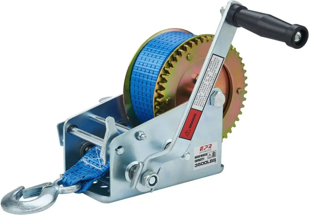 OPENROAD Boat Winch 3500lbs Hand Winch, with 32ft Blue Strap and 2 Speed switchable, for Boat Trailer Towing Winch………