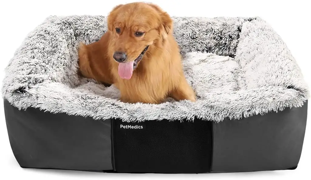 PetMedics Calming Orthopedic Fluffy Washable Dog Bed with Warming, Cooling Foam Pillow - Scratchproof, Waterproof Furniture for XL, Large, Medium, Small Dogs, Puppies, Cats, Kittens