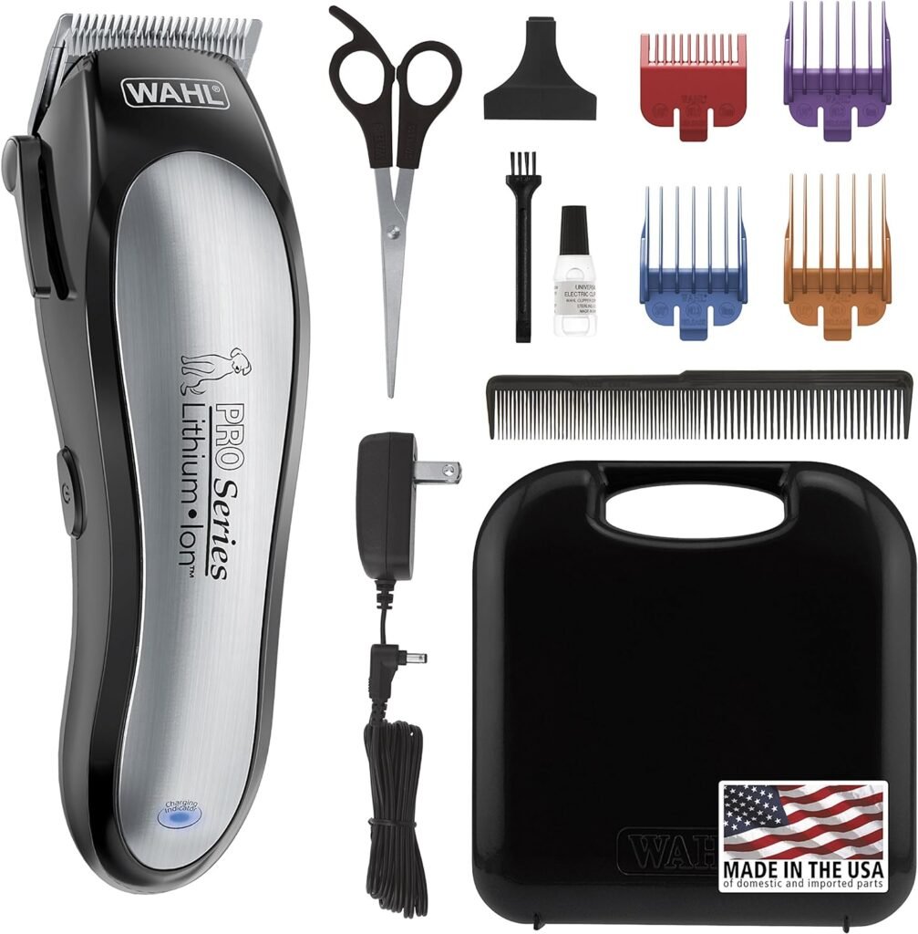 Wahl Lithium Ion Pro Series Cordless Animal Clippers – Rechargeable, Heavy-Duty, Electric Dog Cat Grooming Kit for Small Large Breeds with Thick to Heavy Coats – Model 9766