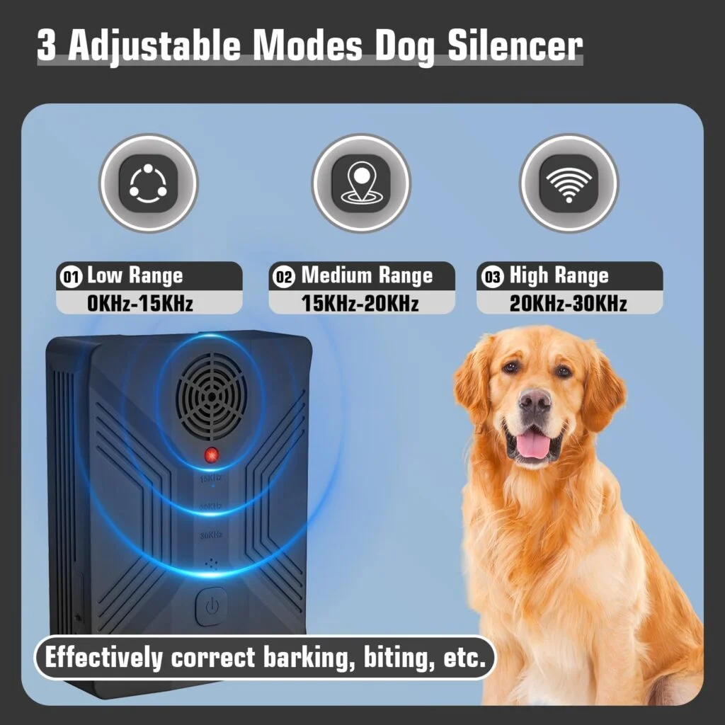 AEEPOTOL Anti Barking Device, 3 Modes Dog Barking Control Devices, Rechargeable Dog Bark Deterrent Devices Stop Neighbors Dog Barking Indoor Outdoor, Safe Dog Barking Silencer for Dogs