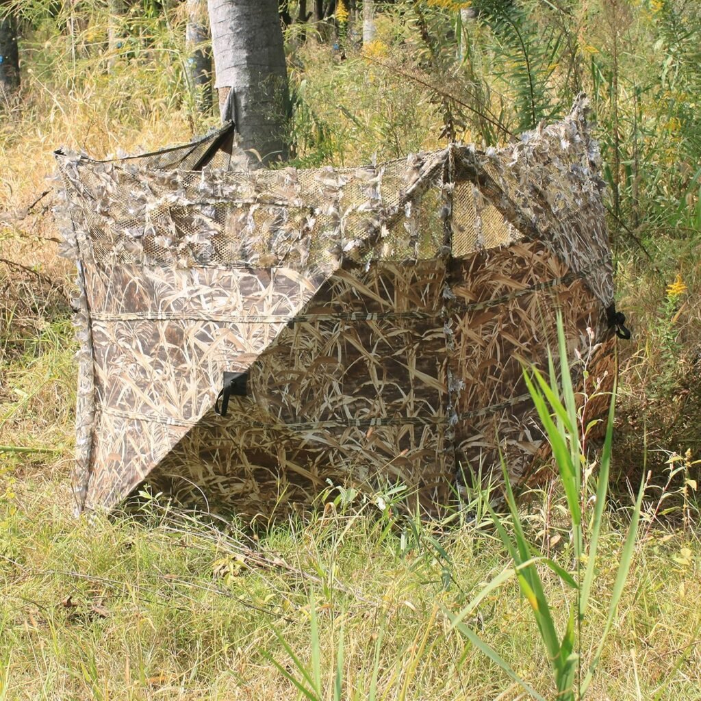 AUSCAMOTEK Pop Up Ground Blind for Deer Duck Turkey Hunting Portable Quick Setup Lightweight Green/Brown/Dry Grass Ground Peg Included