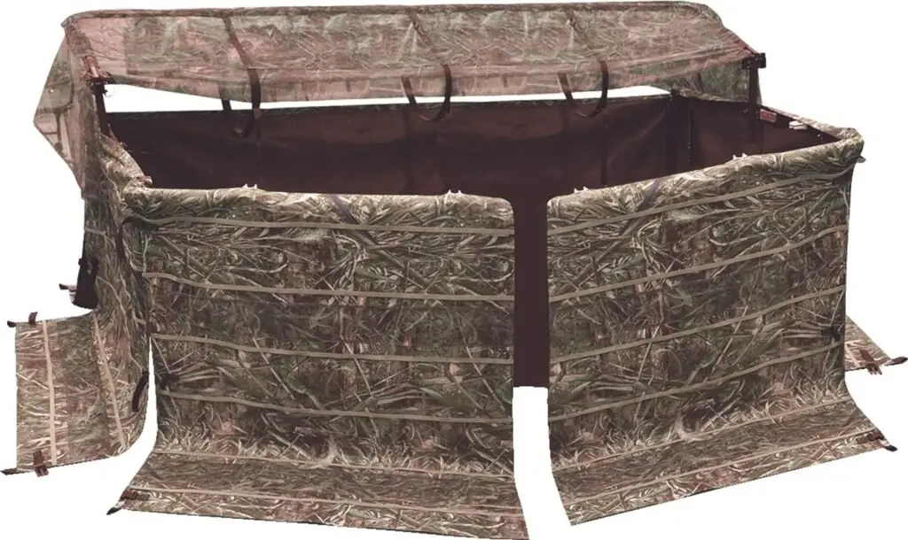 Drake Waterfowl Ghillie 4-Man Blind with No-Shadow Dual Action Top