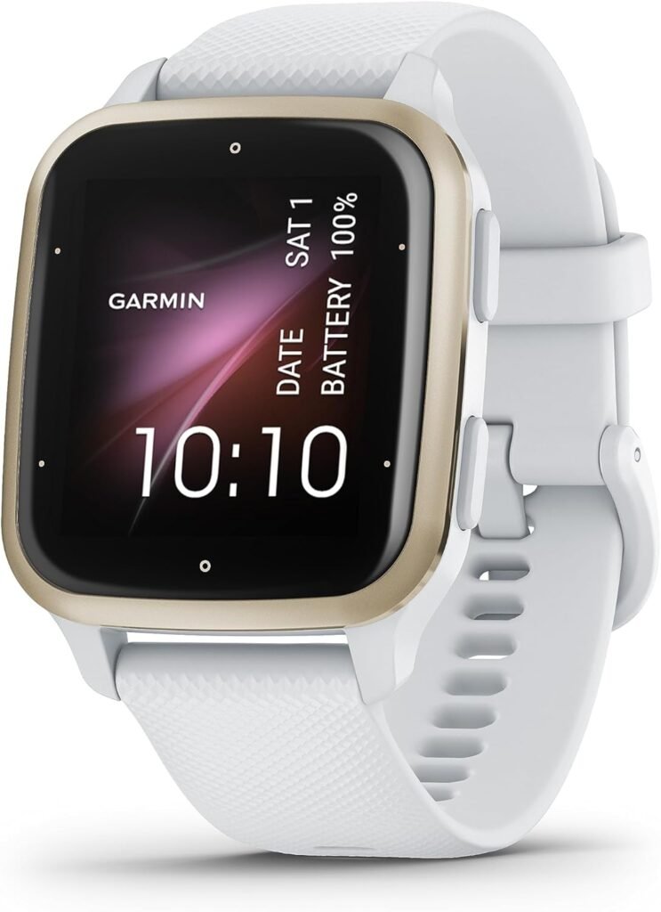 Garmin Venu® Sq 2 GPS Smartwatch, All-Day Health Monitoring, Long-Lasting Battery Life, AMOLED Display, Cream Gold and White