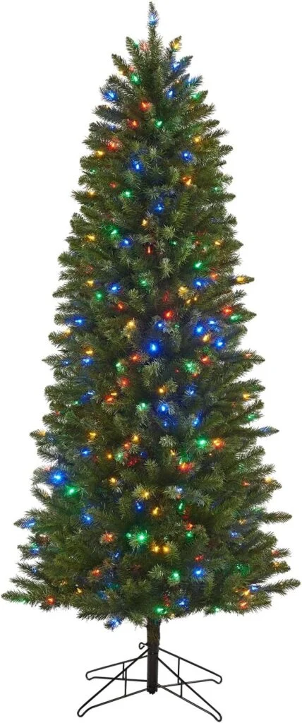 Honeywell 6.5 ft Christmas Tree,Whistler Fir Pre-Lit Artificial Christmas Tree with 400 Warm White Lights LED,Tree Top Connector