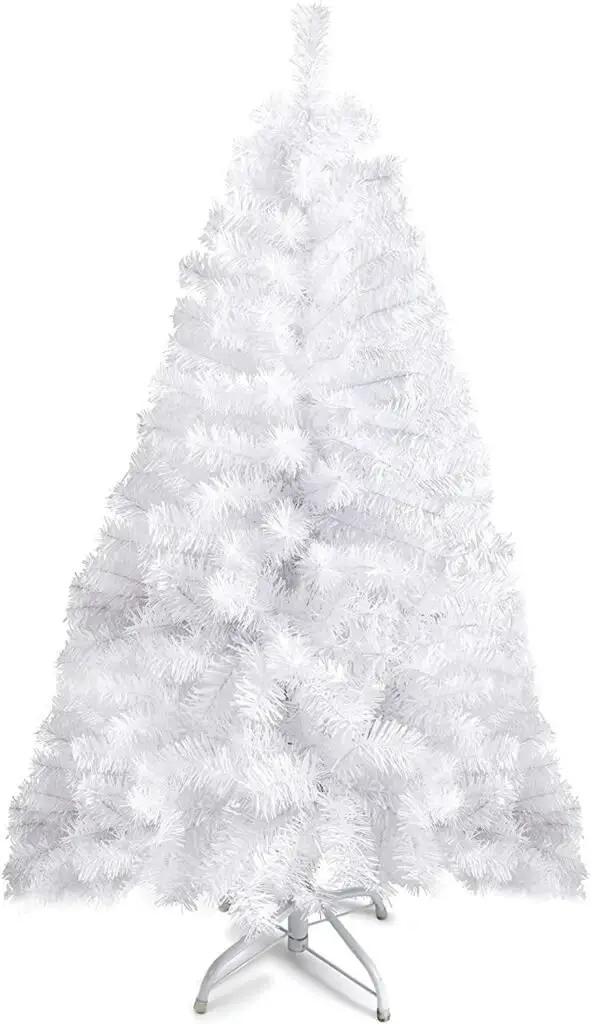 Prextex Small White Christmas Tree - 320 Tips, 4 Foot Christmas Tree, Premium Hinged Artificial Canadian Fir Full Bodied 4 ft Christmas Tree, Lightweight Easy to Assemble with Metal Stand