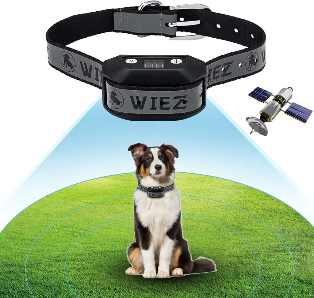 WIEZ GPS Wireless Dog Fence, Electric Dog Collar for Outdoor,Pet Containment System,Range 65-3281ft, Adjustable Warning Strength, Rechargeable, Harmless and Suitable for All Dogs(New Model for 2023!)
