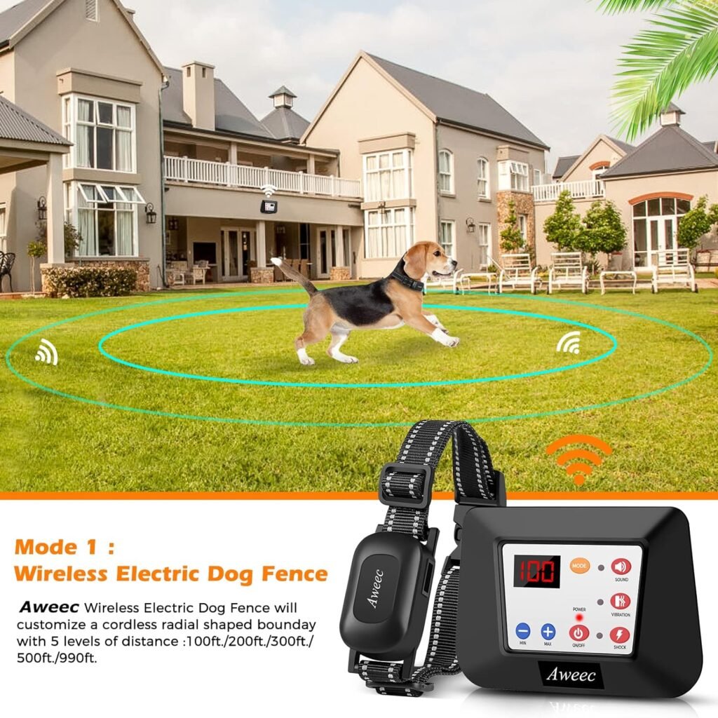 Wireless Dog Fence System, 2023 Electric Fence for Dog Training Collar with Remote, Wireless Dog Collar Boundary Containment System, Adjustable Range Sizes, Suitable for All Dogs ( For 2 Dogs )