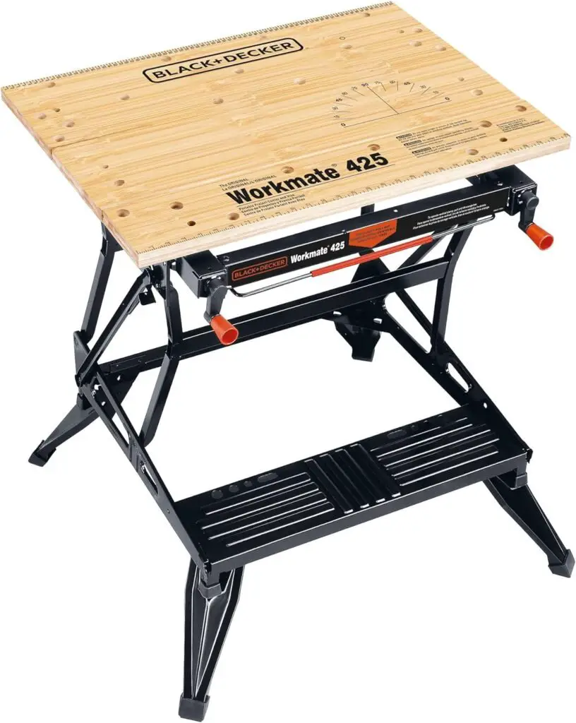 BLACK+DECKER Workbench, Workmate, Portable, Holds Up to 550 lbs, Vertical and Horizontal Clamping Options, For DIY, Woodworking and More (WM425-A)