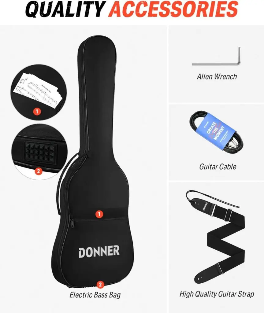 Donner Electric Guitar LP Solid Body, Full-Size 39 Inch Electric Guitar Beginner Kit Black with Bag, Cable, Strap, DLP-124B