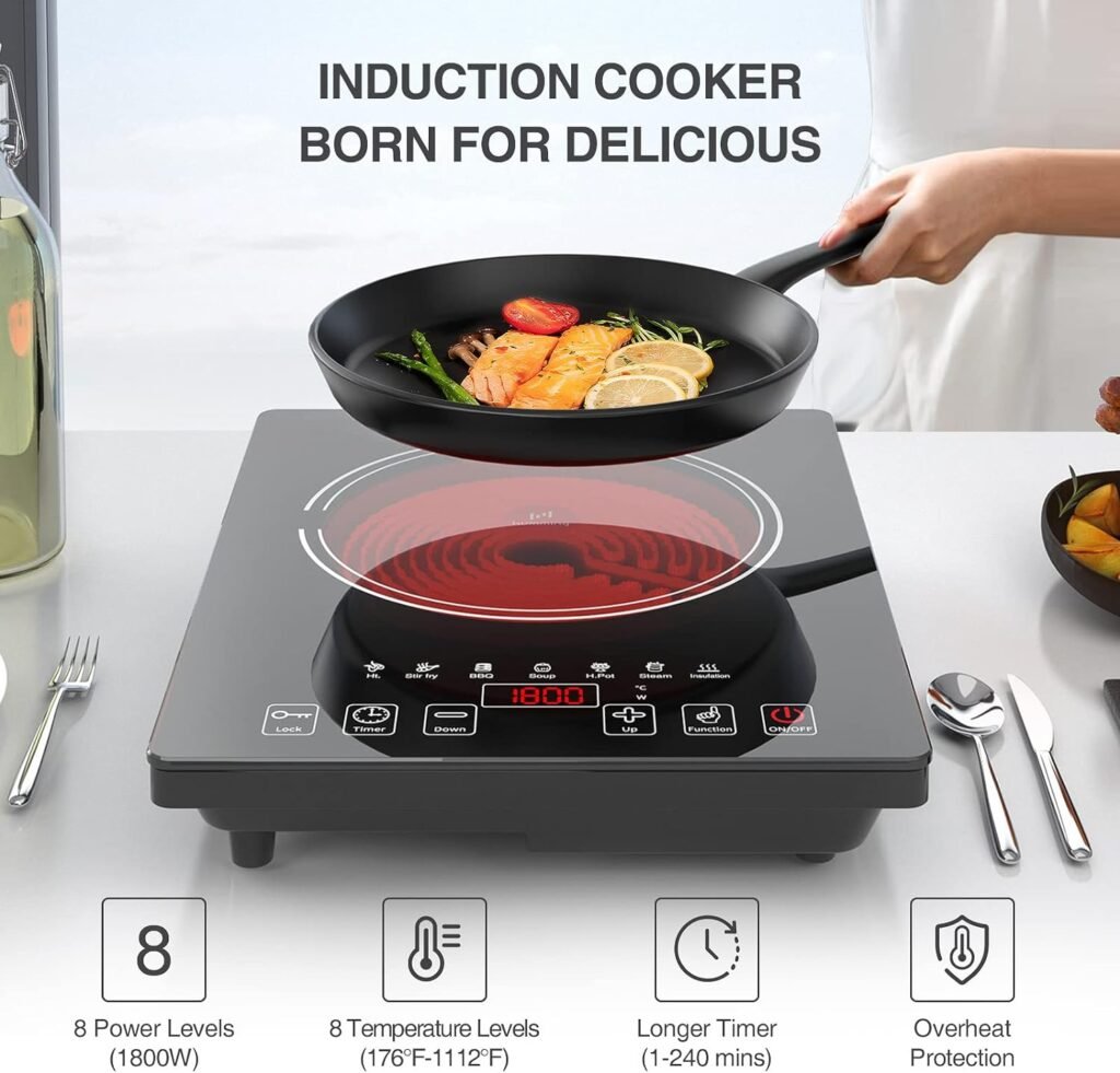 Electric Cooktop 110V,Electric Stove 2 Burners 12 inch,GTKZW 2 Burners Cooktop 9 Power Levels, Child Lock, Timer, Over-Heat Protection, Built-in and Countertop Radiant Two Burner Induction Cooktop