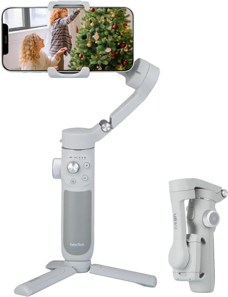 FeiyuTech VB4SE [Official] Gyro 3-Axis Smartphone Stabilizer,for iPhone Android Gimbal,Face/Object Tracking,fits iPhone 15 14 13 pro Samsung Huawei MI Cellphone,YouTube TikTok IG,Max 260g-Vimble 4SE