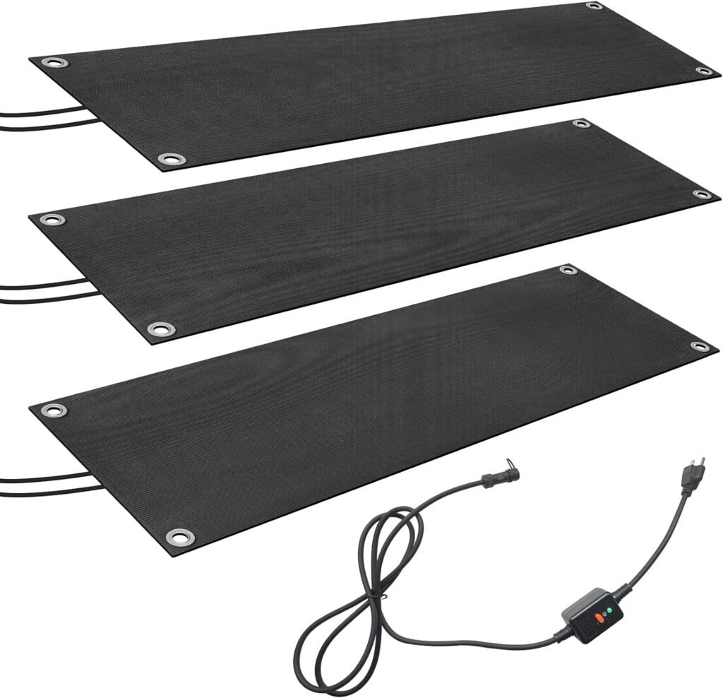 mestyl 3 Pcs Snow Melting Mat Outdoor, 10 x 30 Heated Snow Melting Mats, Non-Slip Heated Ice and Snow Carpet with Power Cord, Heated Walkway Mat for Winter Outdoor Stairs, Sidewalks, Garages, Decks