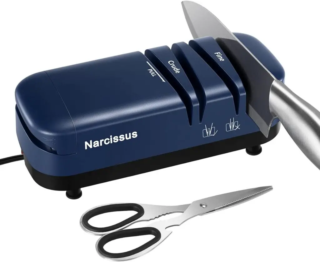 Narcissus Electric Knife Sharpener, Professional Knife Sharpener for Home, 2 Stages for Quick Sharpening Polishing, with Scissors Sharpening, Blue