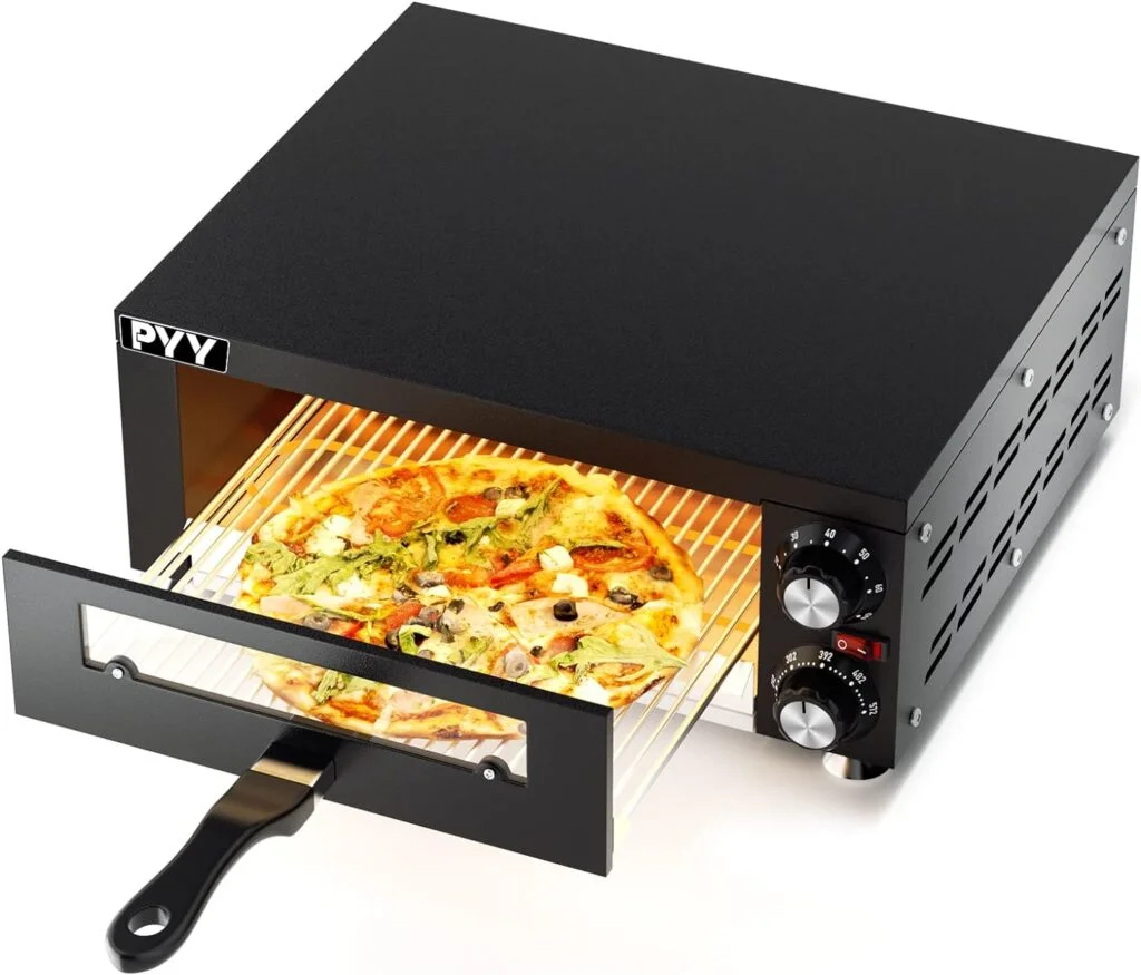 PYY Electric Pizza Oven Indoor Countertop Pizza Oven Commercial Pizza Maker Machine for Home with Timer Stainless Steel Pizza Cooker