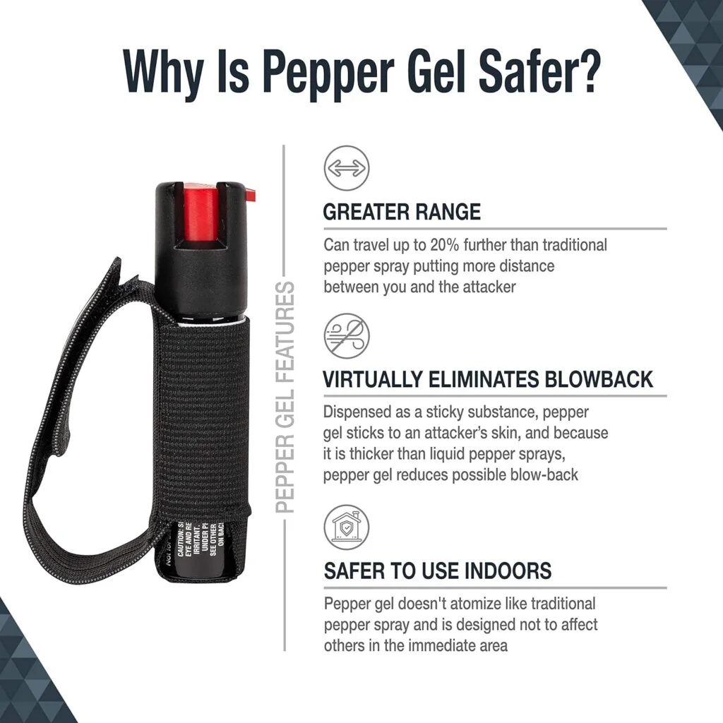 SABRE Runner Pepper Gel, Maximum Police Strength OC Spray, Reflective Hand Strap for Easy Carry Quick Access, 35 Bursts, Secure Easy to Use Safety, Optional Clip-On Alarm LED Armband Combos