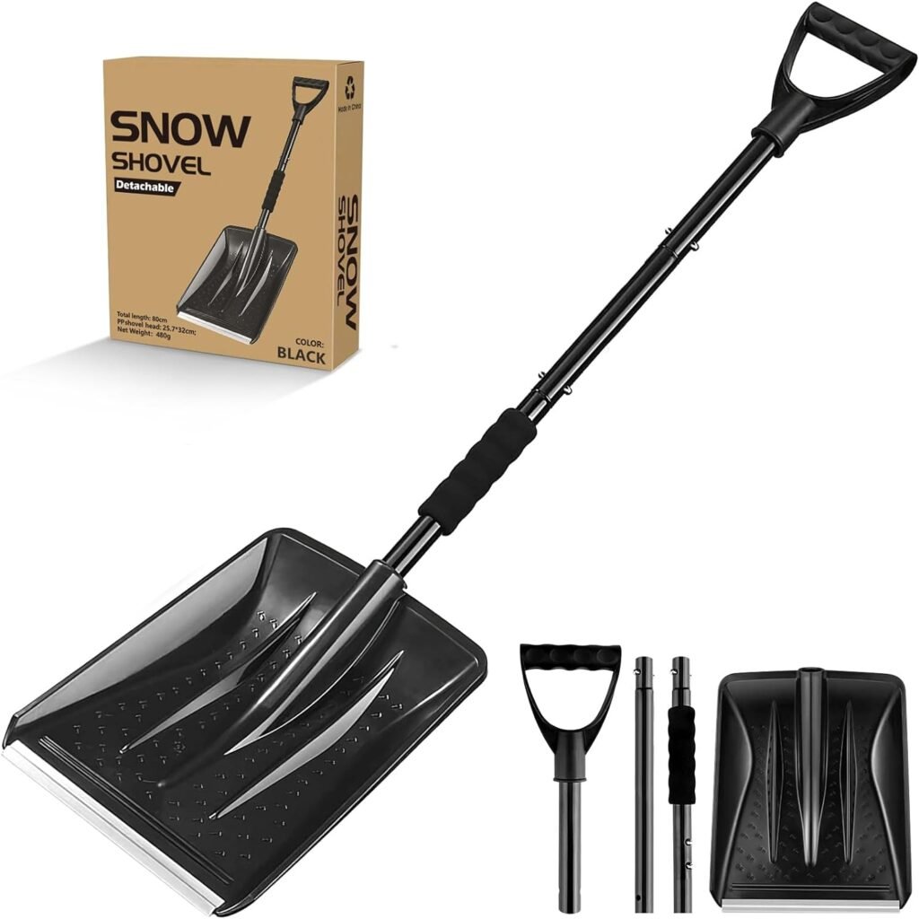 Snow Shovel, Emergency Snow Shovel for Car Large Capacity Lightweight and Detachable Snow Shovel for Driveway Portable Shovel for Home Garden Camping