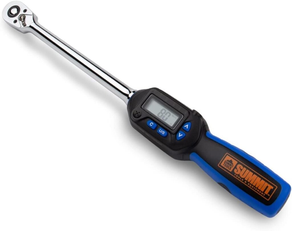 Summit Tools 1/2 inch Digital Torque Wrench, 5-99.5 ft-lbs (6.8-135 N-m) Torque Range, Sequential LED and Buzzer, Calibrated (WSP4-135CN)