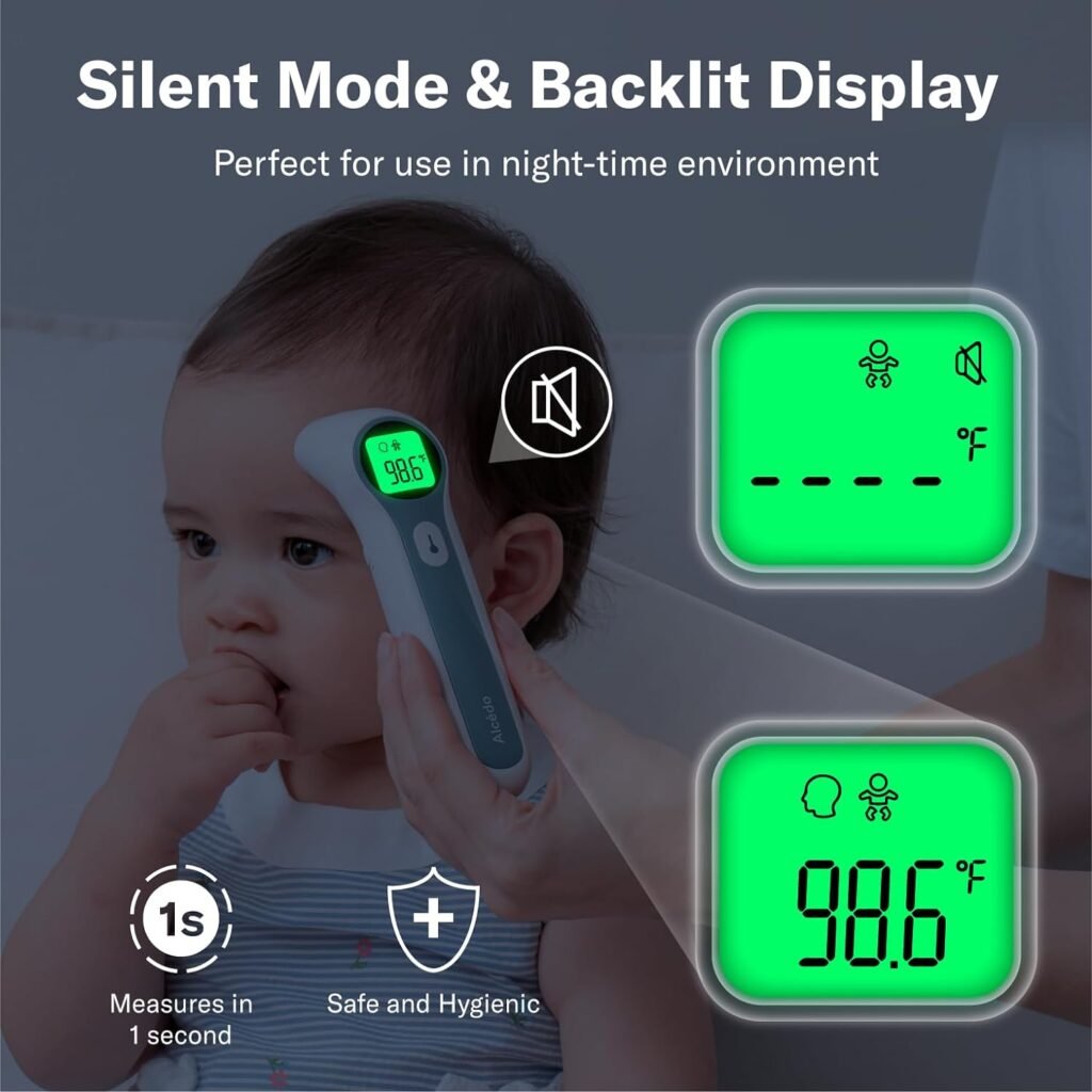 Alcedo Forehead and Ear Thermometer for Adults, Kids, and Baby | Digital Infrared Thermometer for Fever | Touchless, Instant Read, Medical Grade | Pouch and Batteries Included