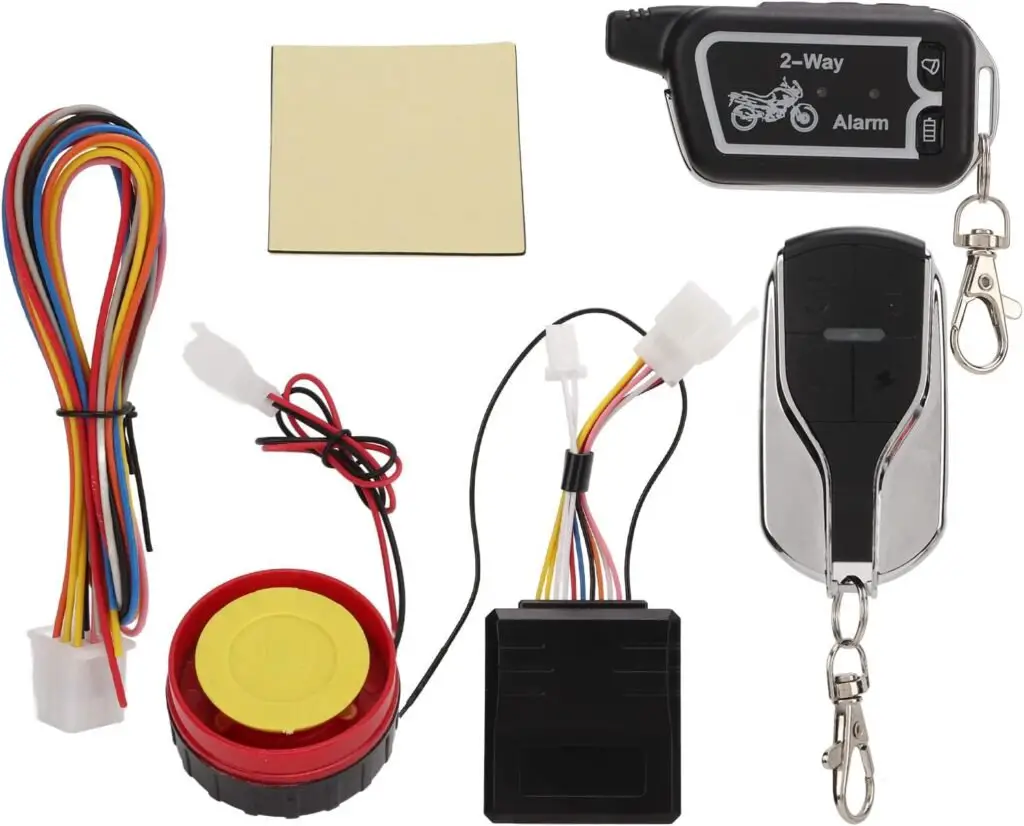 Aramox Motorcycle 2 Way Alarm System, Universal Motorcycle Two Way Alarm System Vibration Sound Alert LCD Remote Control Anti Theft