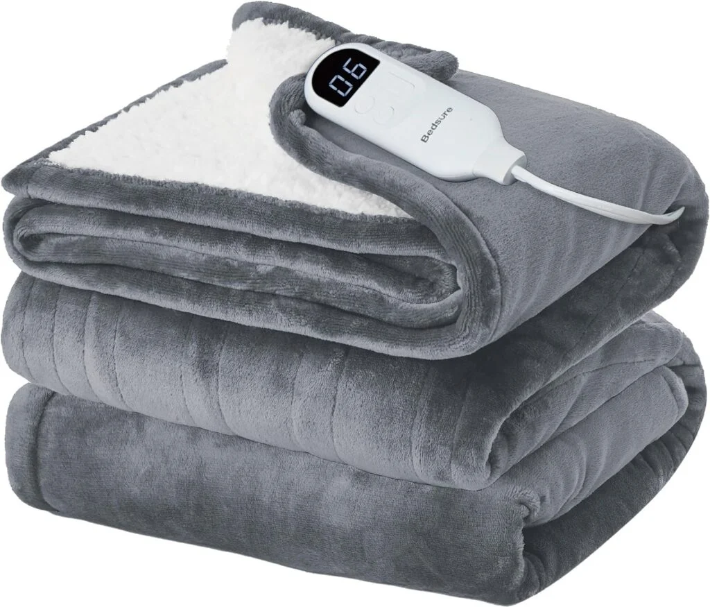 Bedsure Electric Blanket Full Size - Heated Blanket with 6 Heat Settings, Flannel Heating Blanket with 10 Time Settings, 8 hrs Timer Auto Shut Off (72x84 inches, Grey)
