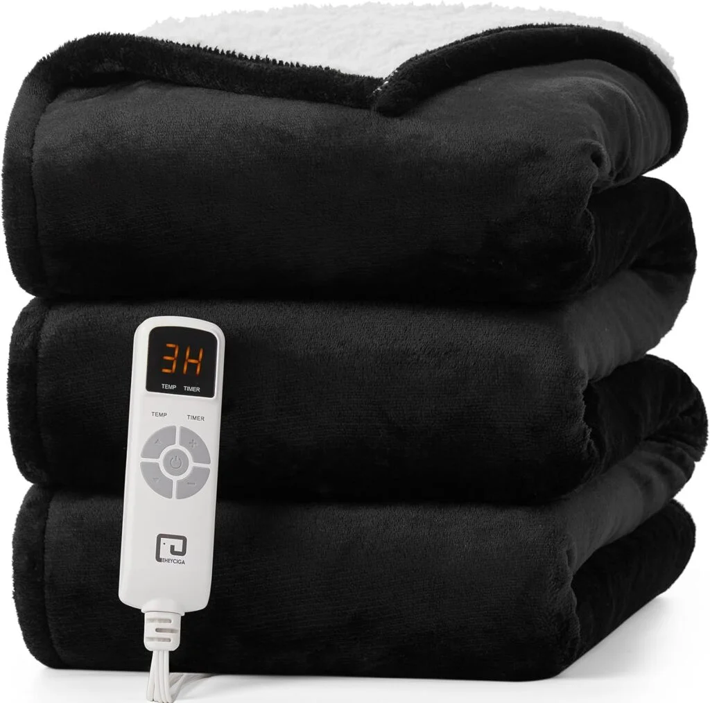 EHEYCIGA Heated Blanket Electric Blanket Full Size - Heating Blanket with 5 Heating Levels 10 Hours Auto Off, Soft Cozy Sherpa Washable Blanket with Fast Heating, 72 x 84 Inches