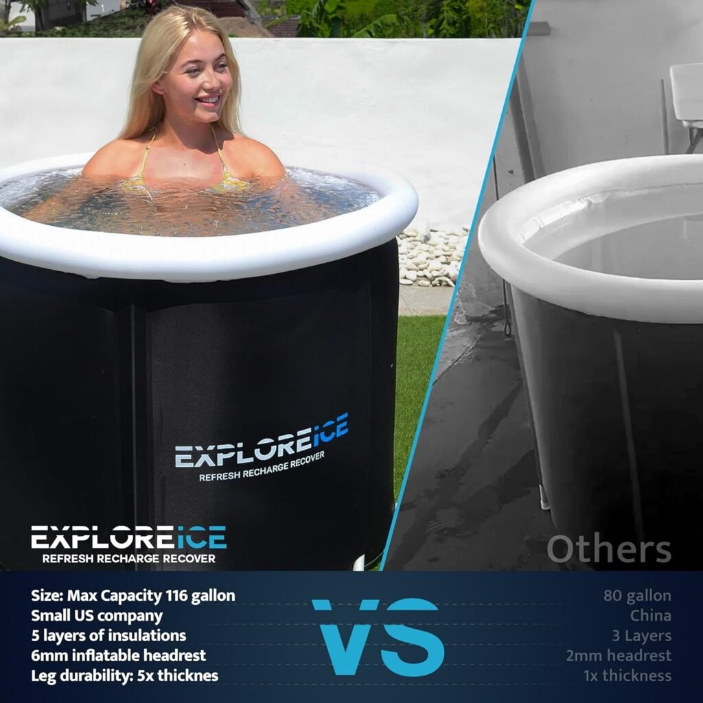 Extra Large Cold Plunge Tub for Athletes - Portable Ice Bath Barrel for Cold Therapy, Premium Outdoor Tub - USA Owned Business