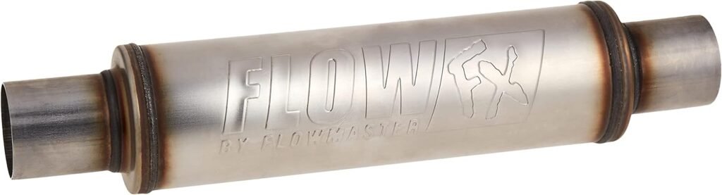 Flowmaster 71416 2.50In(C)/Out(C) Flow Fx Muffler, Round, 14, brushed for Car, Stainless Steel, Silver