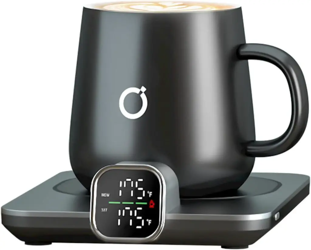 ikago Smart Mug Warmer Mug Set - Upgraded Coffee Warmer, 1°F Precise Temperature Control Mug Warmer for Desk, Heated Coffee Mug with Auto Shut Off, Birthday Gifts for Women and Men
