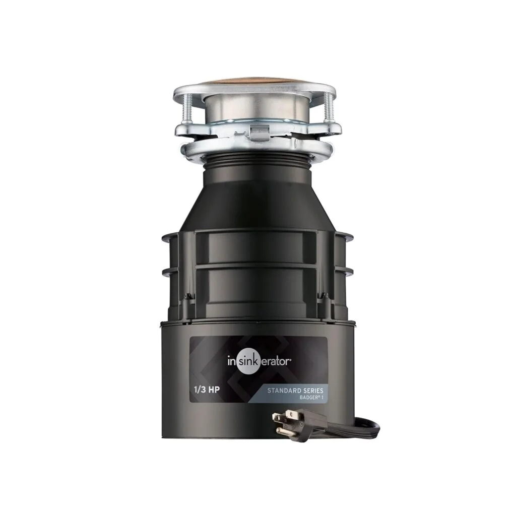 InSinkErator Garbage Disposal with Power Cord, Badger 1, Standard Series, 1/3 HP Continuous Feed, Black