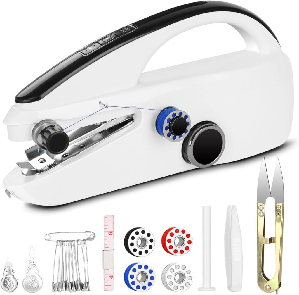 INZTUPD Handheld Sewing Machine for Beginners, Mini Sewing Machine with Two Gear for Quick Stitch, Portable Sewing Machine for Various Fabrics, Suitable for DIY, Home, Travel